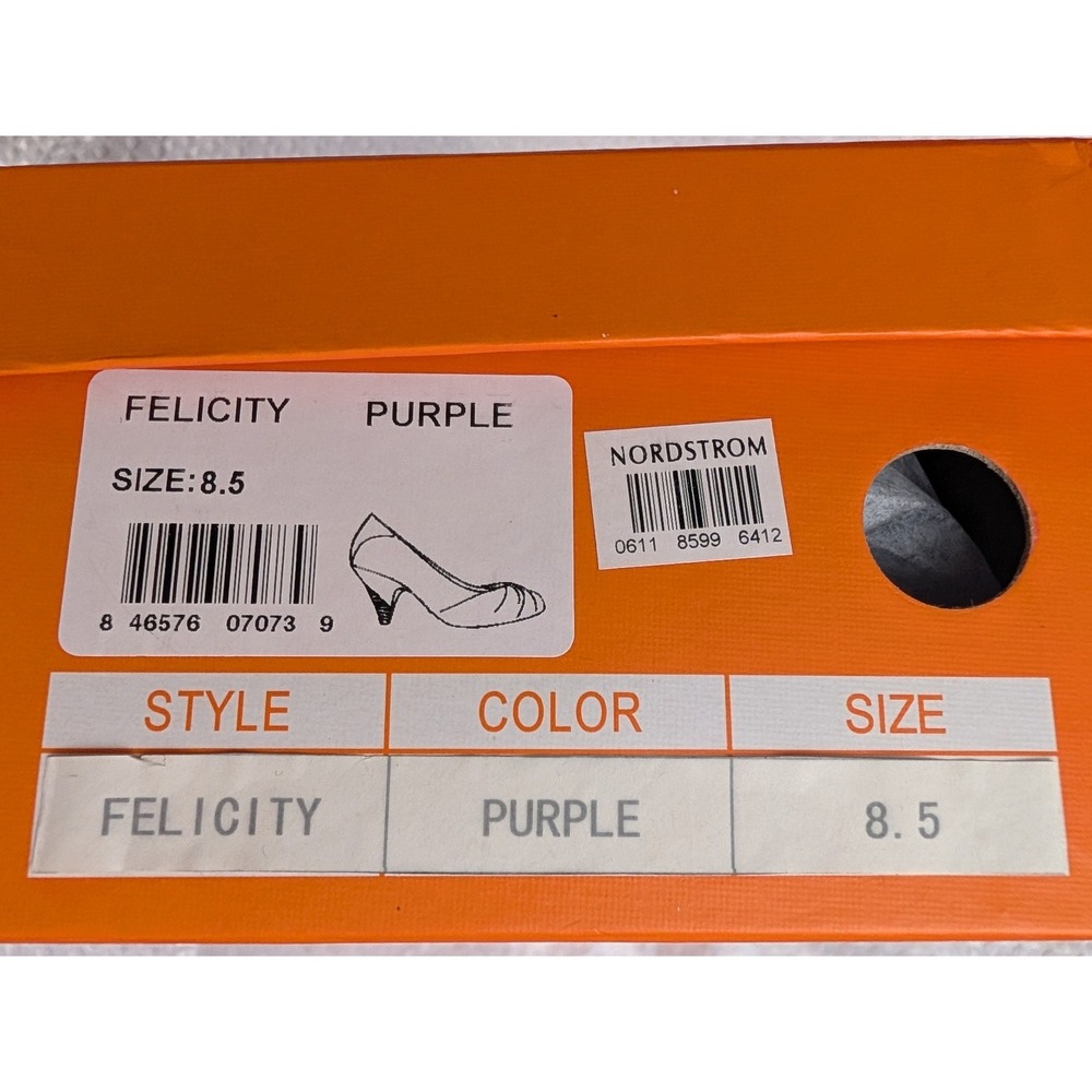 Miz Mooz Felicity Purple Leather Pleated Twist Toe Pump 8.5 Cone Heel - Picture 12 of 16